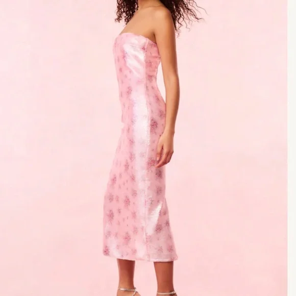 LoveShackFancy Strapless Pink Floral Dress - Picture 2 of 11